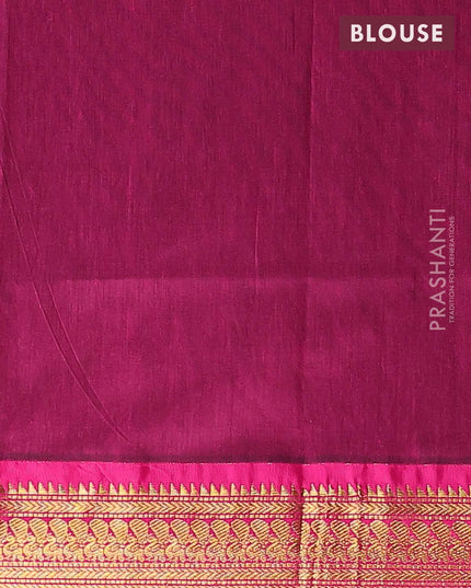 Kalyani cotton saree green and pink with zari woven buttas and zari woven border - {{ collection.title }} by Prashanti Sarees
