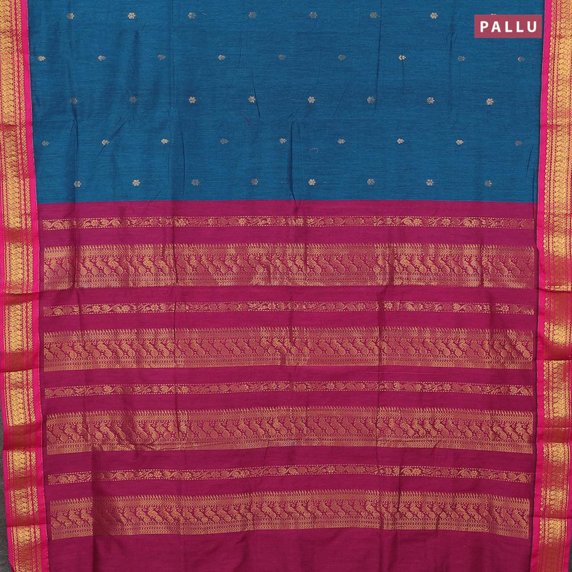 Kalyani cotton saree cs blue and pink with zari woven buttas and zari woven border - {{ collection.title }} by Prashanti Sarees