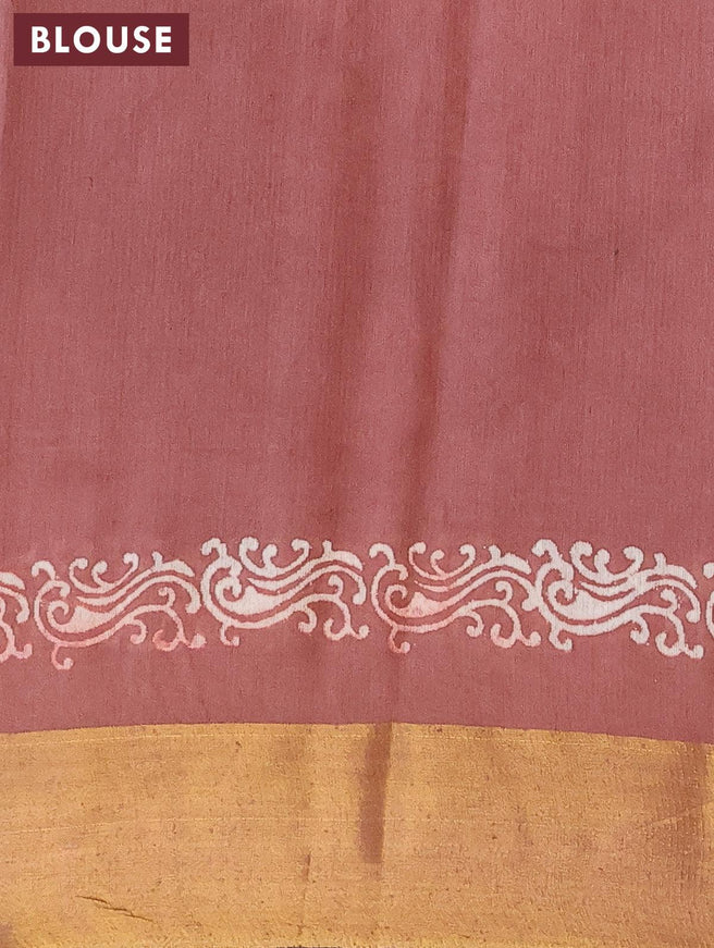 Bhagalpuri saree rosy brown with butta prints and zari woven border - {{ collection.title }} by Prashanti Sarees