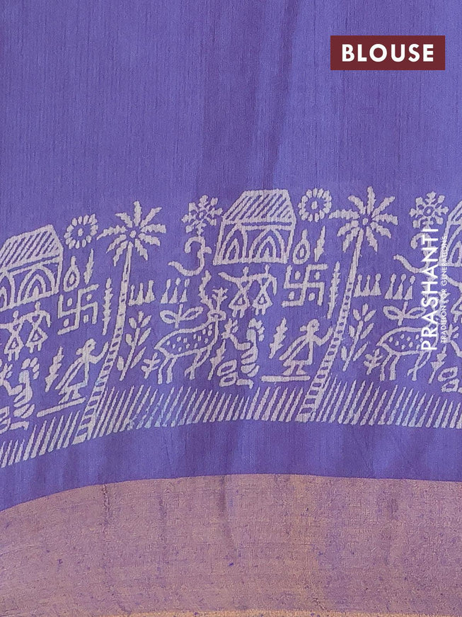 Bhagalpuri saree blue with butta prints and zari woven border - {{ collection.title }} by Prashanti Sarees