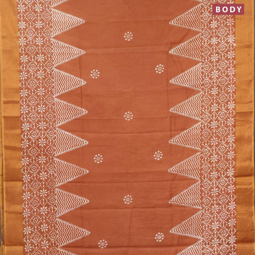 Bhagalpuri saree rust shade with butta prints and zari woven border - {{ collection.title }} by Prashanti Sarees