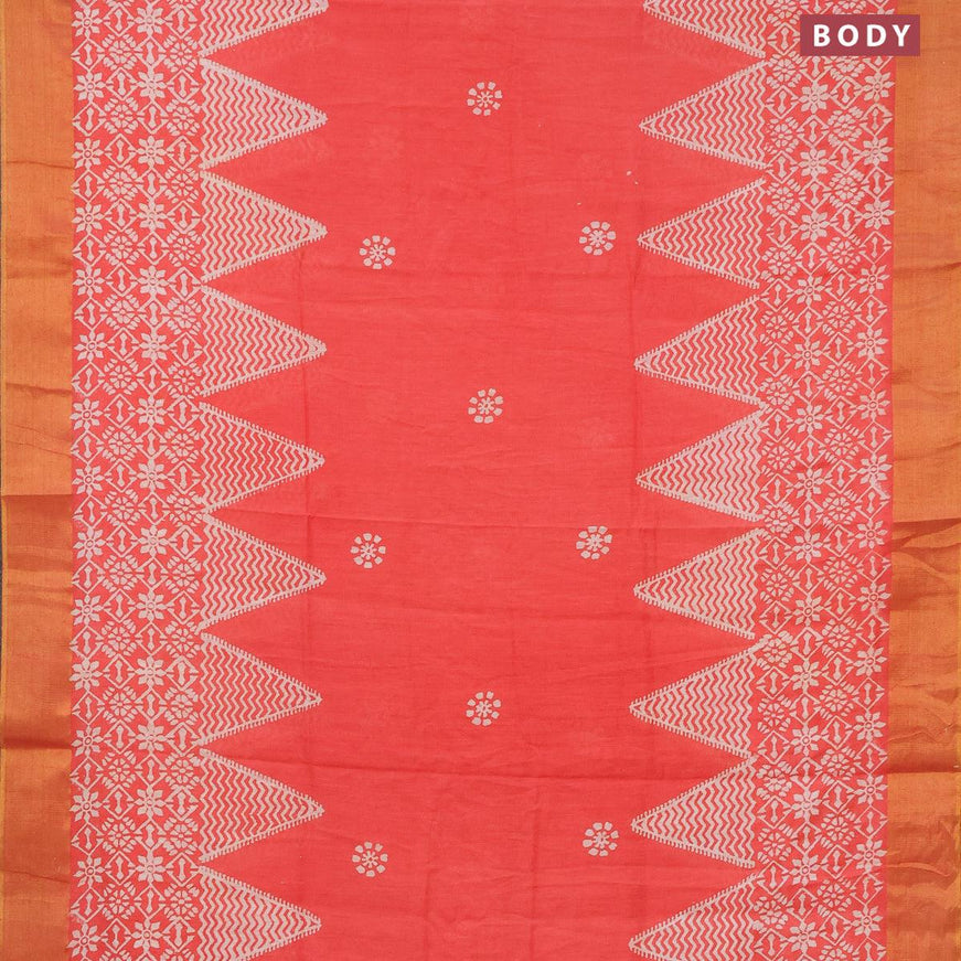 Bhagalpuri saree peach shade with butta prints and zari woven border - {{ collection.title }} by Prashanti Sarees