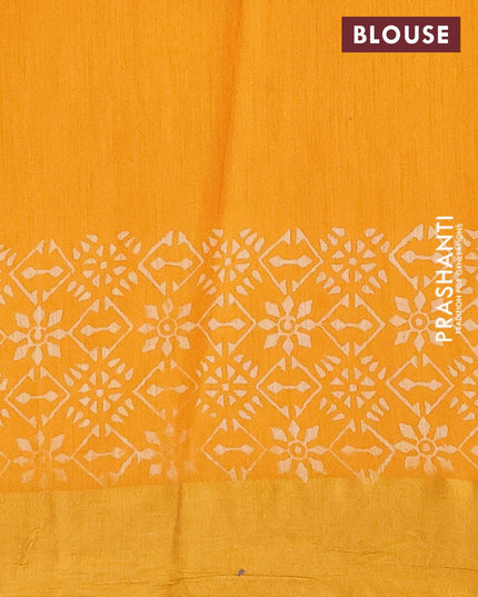 Bhagalpuri saree yellow with butta prints and zari woven border - {{ collection.title }} by Prashanti Sarees