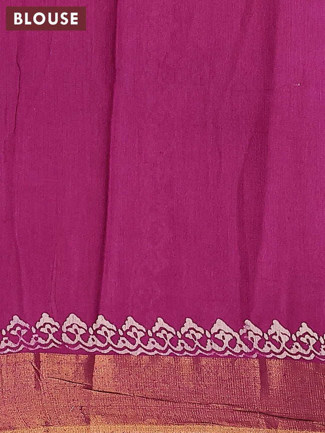 Bhagalpuri saree purple with leaf butta prints and zari woven border - {{ collection.title }} by Prashanti Sarees