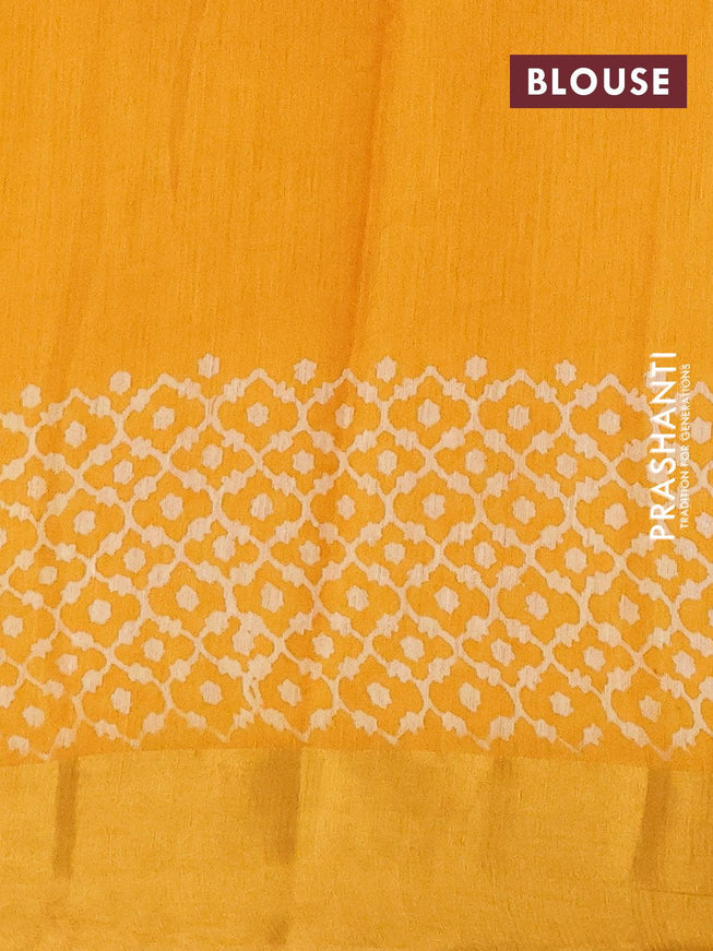 Bhagalpuri saree yellow with paisley butta prints and zari woven border - {{ collection.title }} by Prashanti Sarees