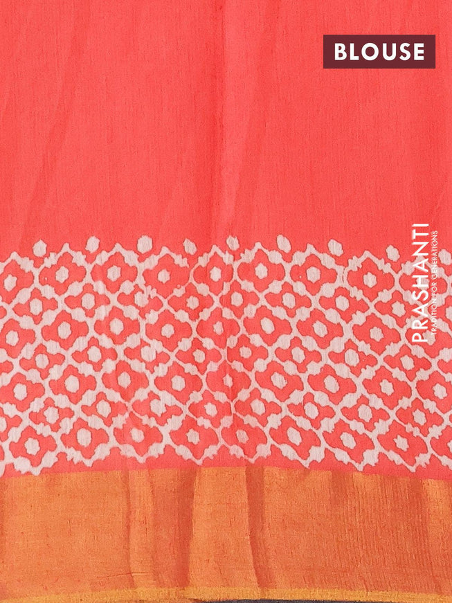 Bhagalpuri saree peach shade with paisley butta prints and zari woven border - {{ collection.title }} by Prashanti Sarees
