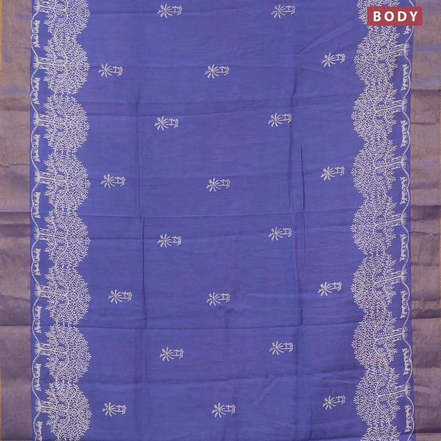 Bhagalpuri saree blue shade with butta prints and zari woven border - {{ collection.title }} by Prashanti Sarees