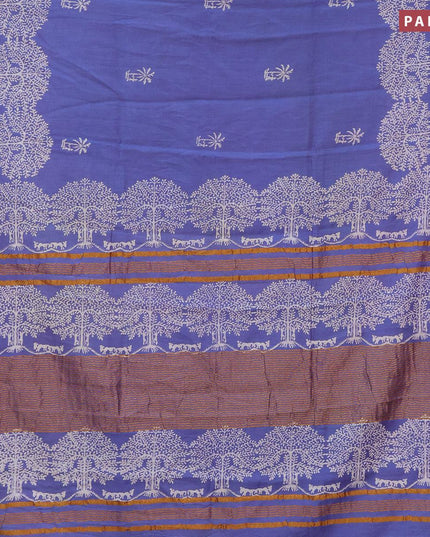 Bhagalpuri saree blue shade with butta prints and zari woven border - {{ collection.title }} by Prashanti Sarees