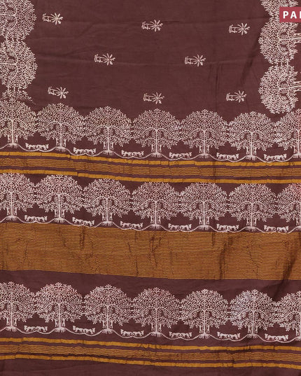 Bhagalpuri saree coffee brown with butta prints and zari woven border - {{ collection.title }} by Prashanti Sarees