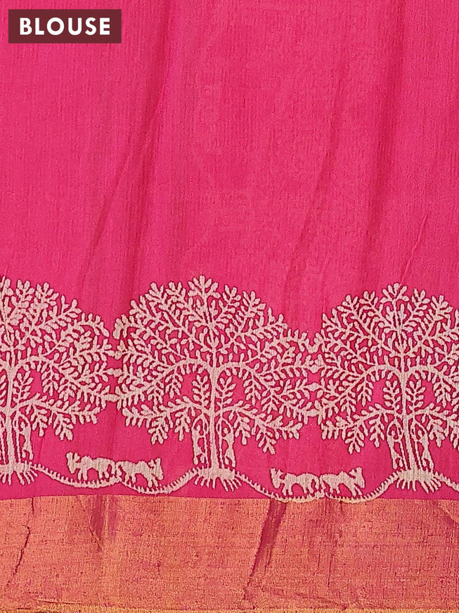 Bhagalpuri saree pink with butta prints and zari woven border - {{ collection.title }} by Prashanti Sarees
