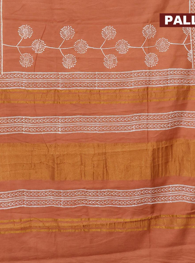 Bhagalpuri saree rust shade with butta prints and zari woven border - {{ collection.title }} by Prashanti Sarees