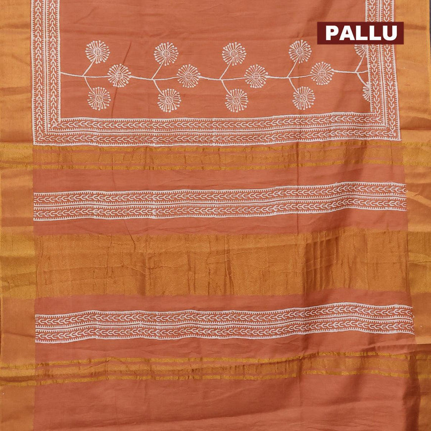 Bhagalpuri saree rust shade with butta prints and zari woven border - {{ collection.title }} by Prashanti Sarees