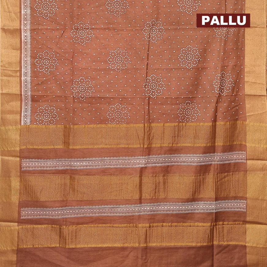 Bhagalpuri saree brown with allover bandhani prints and zari woven border - {{ collection.title }} by Prashanti Sarees