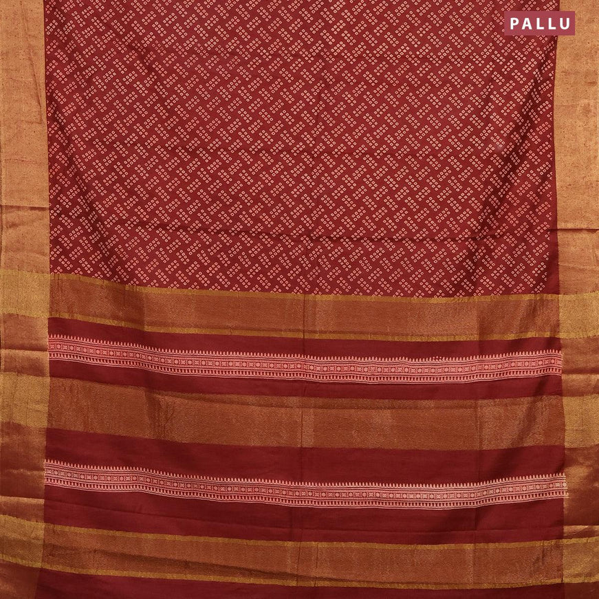 Bhagalpuri saree maroon with allover bandhani prints and zari woven border - {{ collection.title }} by Prashanti Sarees