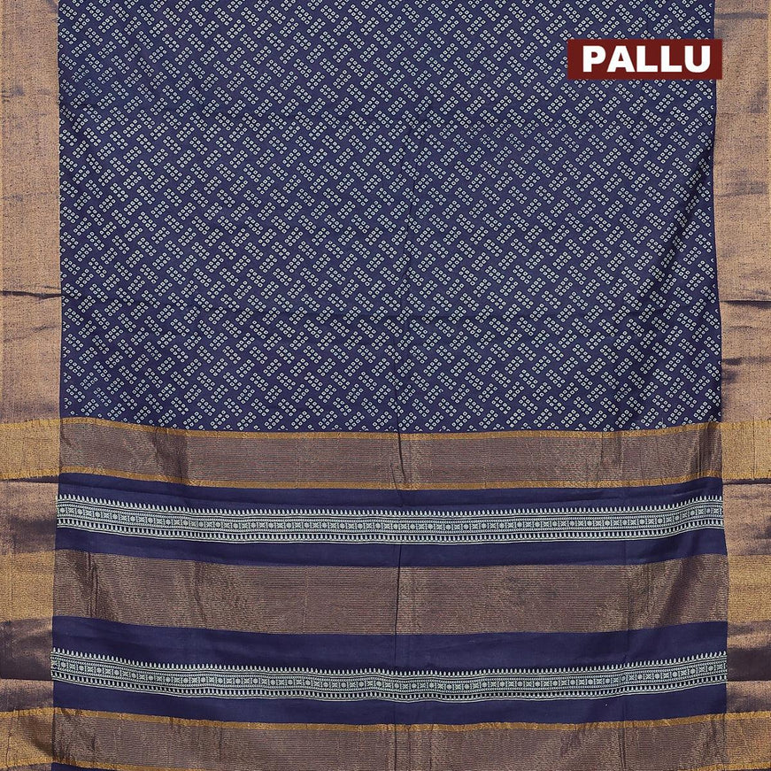 Bhagalpuri saree blue with allover bandhani prints and zari woven border - {{ collection.title }} by Prashanti Sarees
