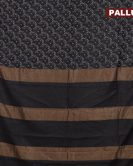 Bhagalpuri saree black with allover geometric prints and zari woven border - {{ collection.title }} by Prashanti Sarees