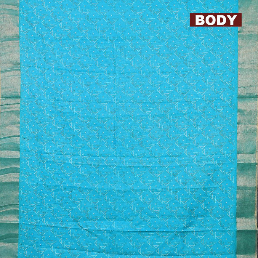 Bhagalpuri saree light blue with allover geometric prints and zari woven border - {{ collection.title }} by Prashanti Sarees