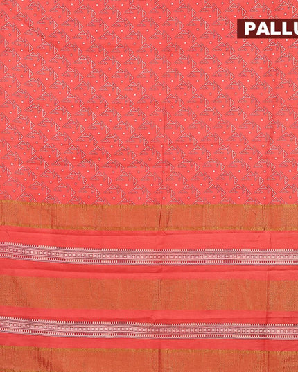 Bhagalpuri saree peach shade with allover geometric prints and zari woven border - {{ collection.title }} by Prashanti Sarees
