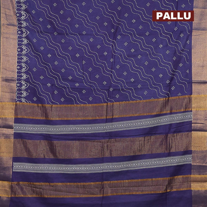 Bhagalpuri saree blue with allover bandhani prints and zari woven border - {{ collection.title }} by Prashanti Sarees