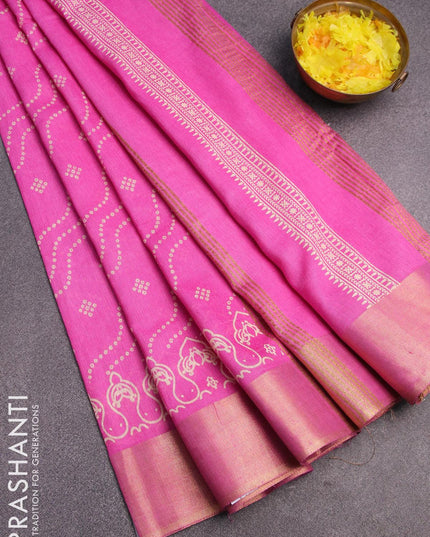 Bhagalpuri saree pink with allover bandhani prints and zari woven border - {{ collection.title }} by Prashanti Sarees