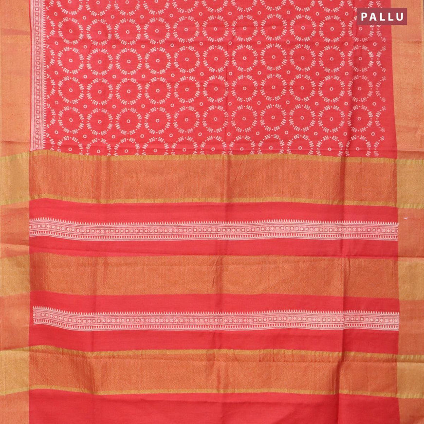 Bhagalpuri saree red with allover butta prints and zari woven border - {{ collection.title }} by Prashanti Sarees