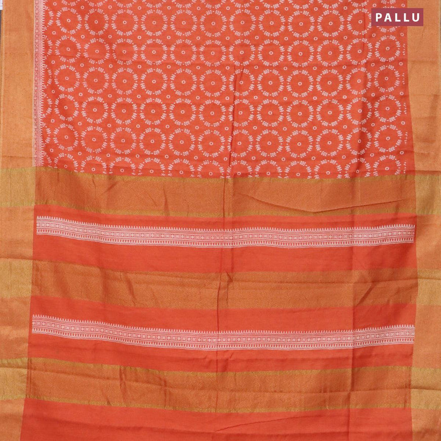 Bhagalpuri saree orange with allover butta prints and zari woven border - {{ collection.title }} by Prashanti Sarees