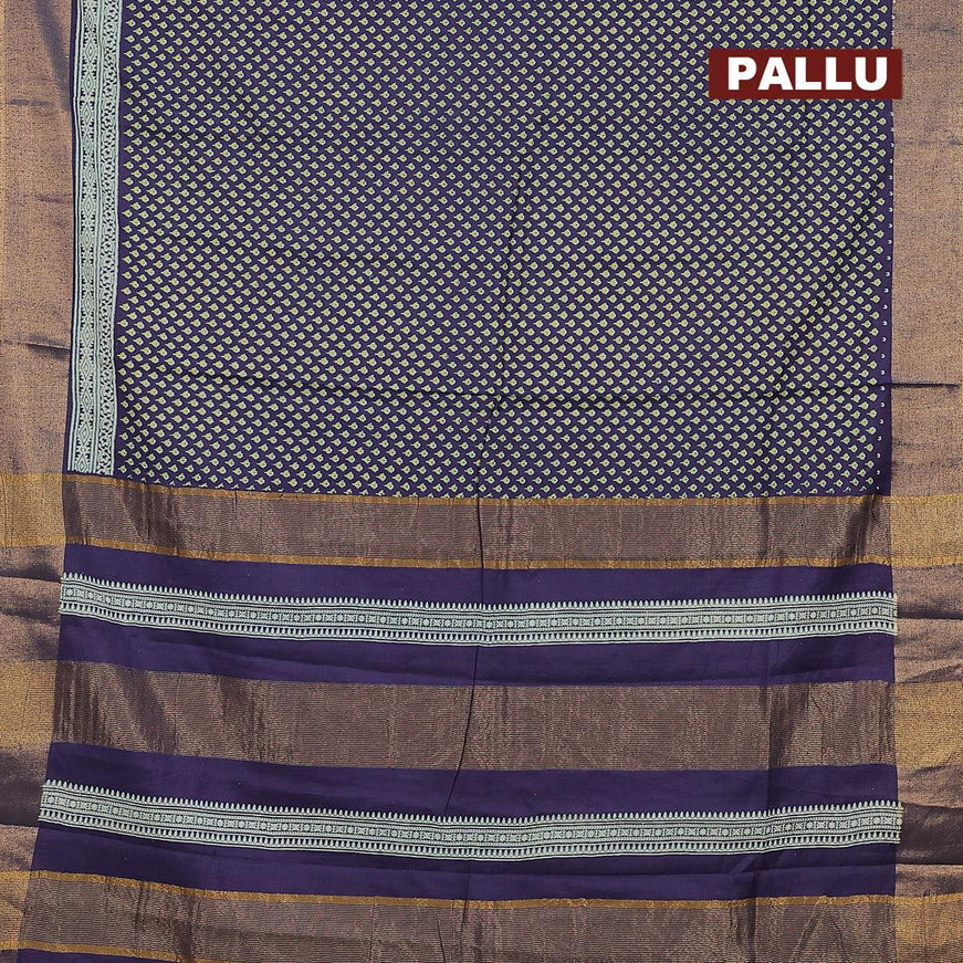 Bhagalpuri saree blue with allover floral butta prints and zari woven border - {{ collection.title }} by Prashanti Sarees