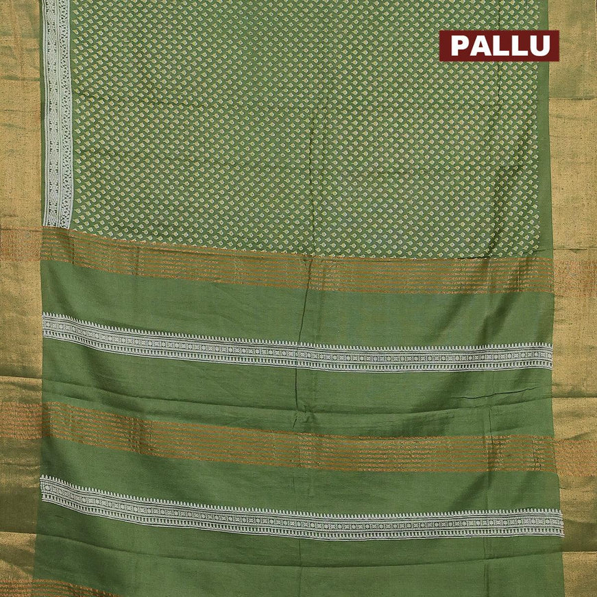 Bhagalpuri saree green with allover floral butta prints and zari woven border - {{ collection.title }} by Prashanti Sarees