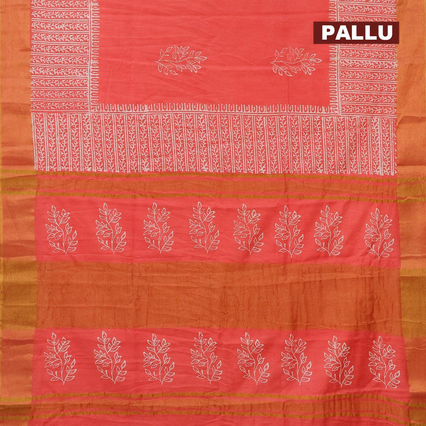 Bhagalpuri saree peach shade with butta prints and zari woven border - {{ collection.title }} by Prashanti Sarees