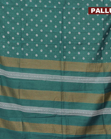 Bhagalpuri saree peacock green shade with allover butta prints and zari woven border - {{ collection.title }} by Prashanti Sarees