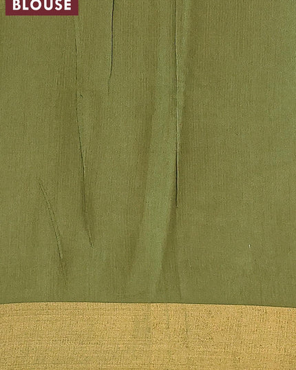 Bhagalpuri saree mehendi green with allover butta prints and zari woven border - {{ collection.title }} by Prashanti Sarees