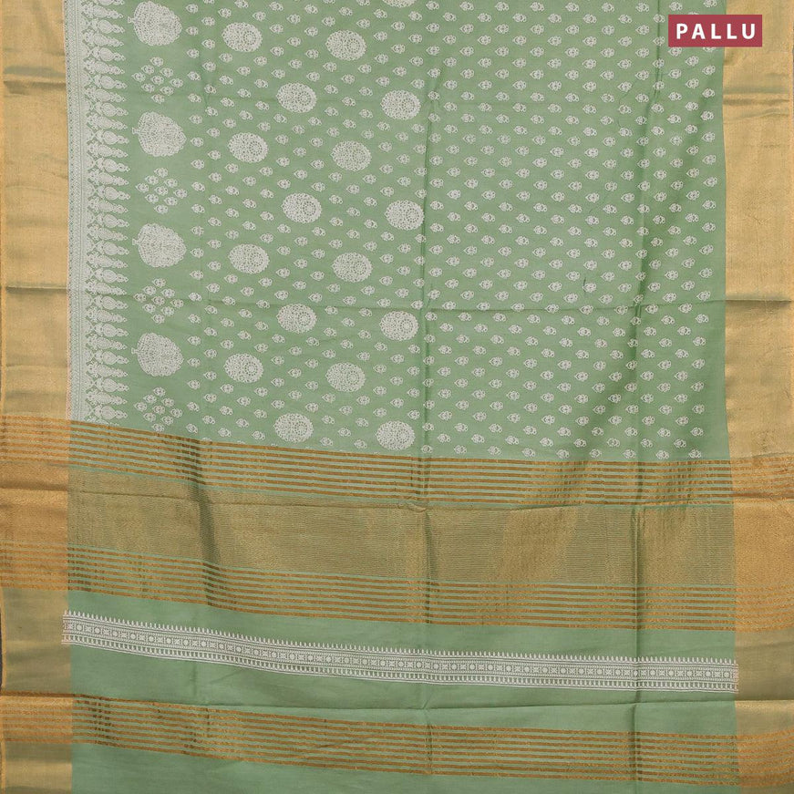 Bhagalpuri saree pastel green with allover butta prints and zari woven border - {{ collection.title }} by Prashanti Sarees