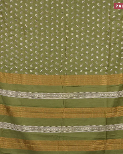Bhagalpuri saree mehendi green with allover butta prints and zari woven border - {{ collection.title }} by Prashanti Sarees