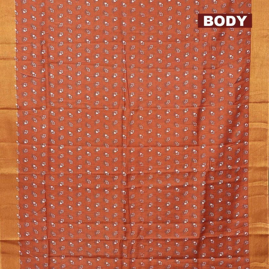 Bhagalpuri saree rust shade with allover butta prints and zari woven border - {{ collection.title }} by Prashanti Sarees