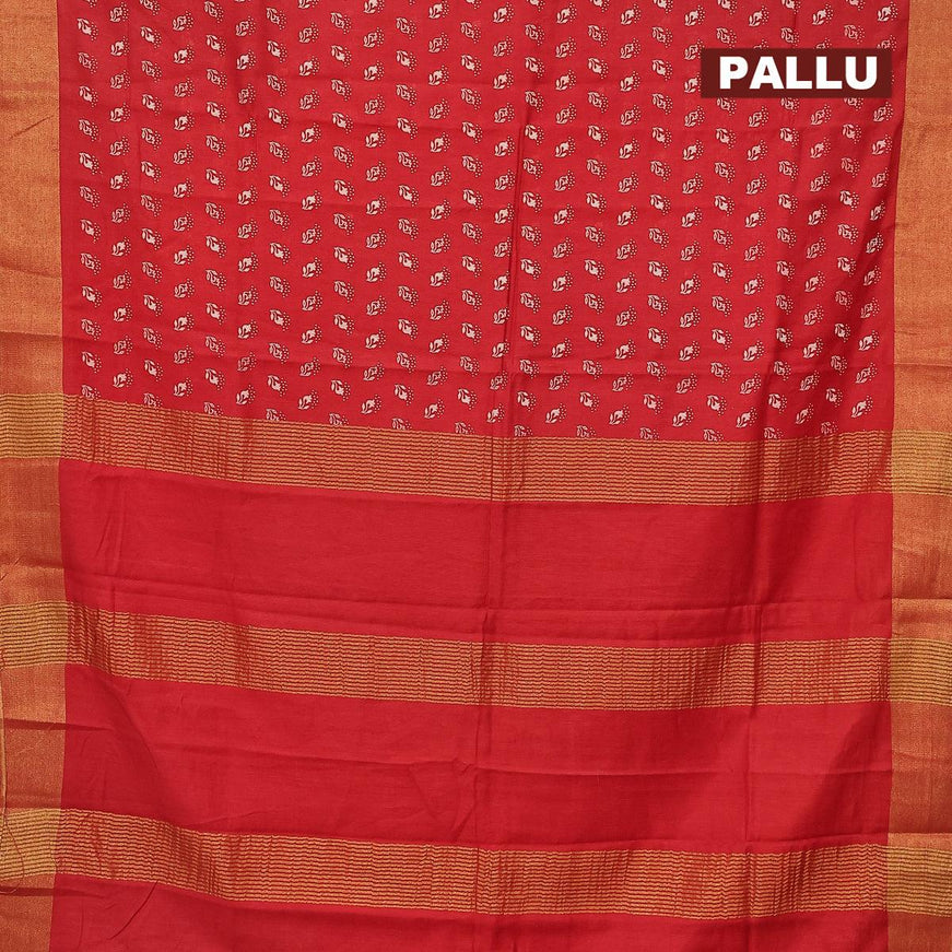 Bhagalpuri saree red with allover butta prints and zari woven border - {{ collection.title }} by Prashanti Sarees