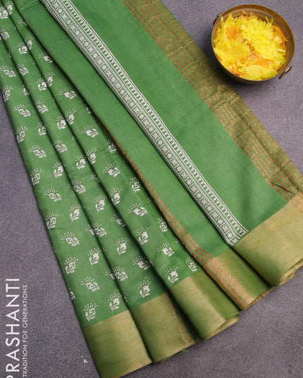 Bhagalpuri saree green with allover butta prints and zari woven border - {{ collection.title }} by Prashanti Sarees