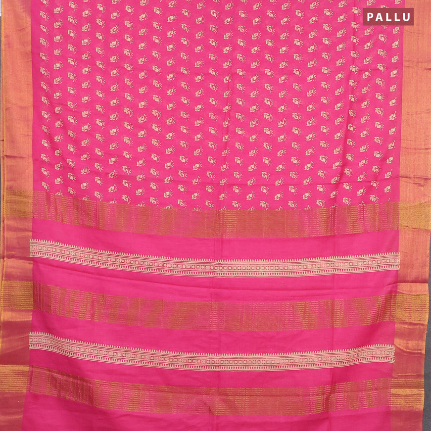Bhagalpuri saree pink with allover butta prints and zari woven border