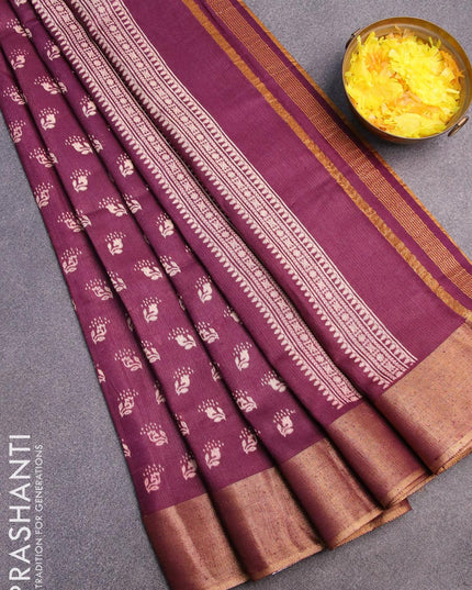 Bhagalpuri saree wine shade with allover butta prints and zari woven border - {{ collection.title }} by Prashanti Sarees