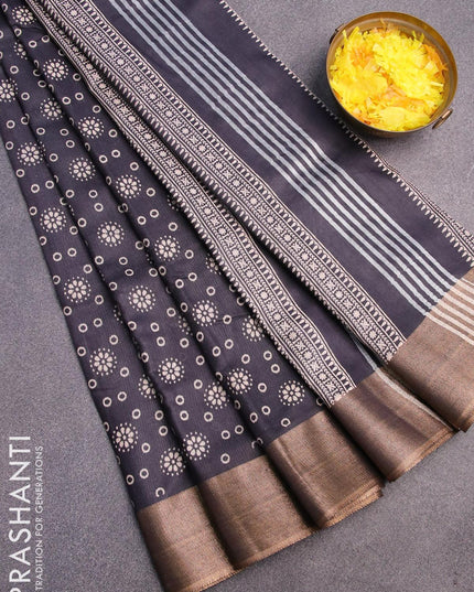Bhagalpuri saree black with allover butta prints and zari woven border - {{ collection.title }} by Prashanti Sarees