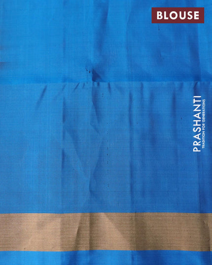 Ikat soft silk saree maroon and cs blue with allover ikat buttas and zari woven simple border - {{ collection.title }} by Prashanti Sarees