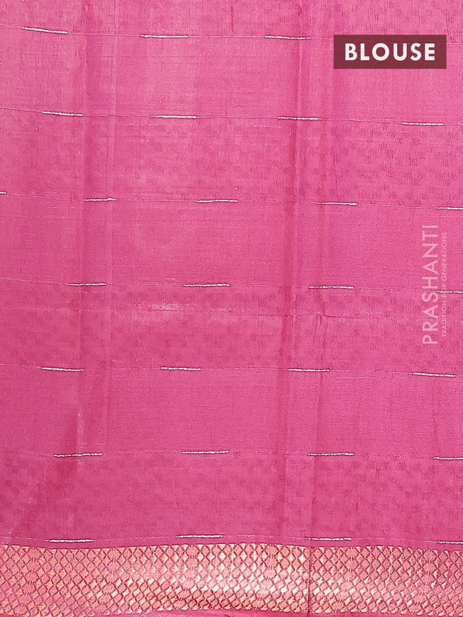 Bamboo silk saree magenta pink with allover thread weaves and sequin work pallu - {{ collection.title }} by Prashanti Sarees