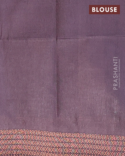 Bamboo silk saree deep jamun shade with copper zari woven buttas and copper zari woven border