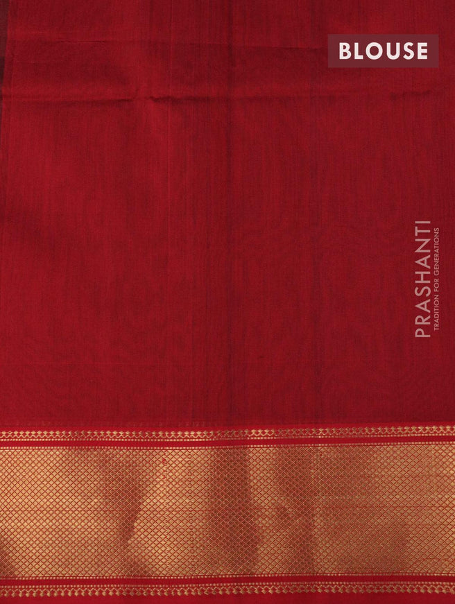 Maheshwari silk cotton saree green and maroon with thread & zari woven buttas and zari woven border - {{ collection.title }} by Prashanti Sarees