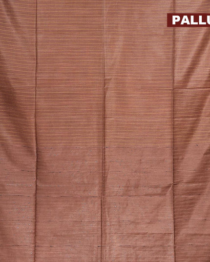 Semi tussar saree pastel brown with allover stripes pattern and seperate embroidery work blouse - {{ collection.title }} by Prashanti Sarees