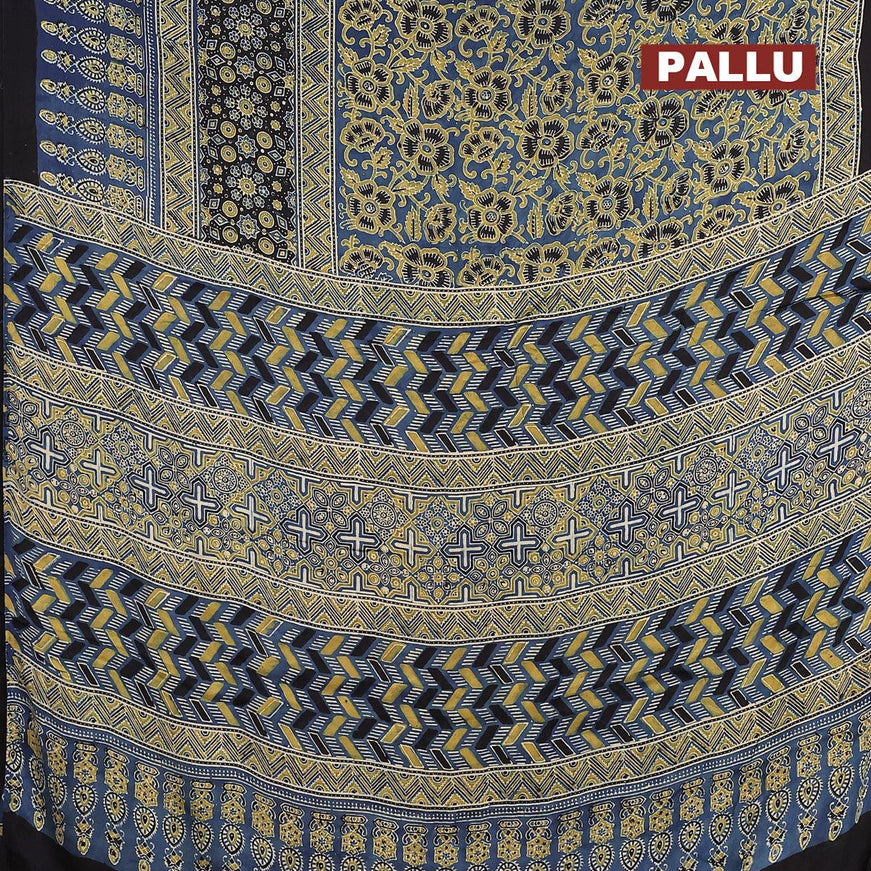 Modal silk saree indigo blue with allover ajrakh prints and printed border - {{ collection.title }} by Prashanti Sarees
