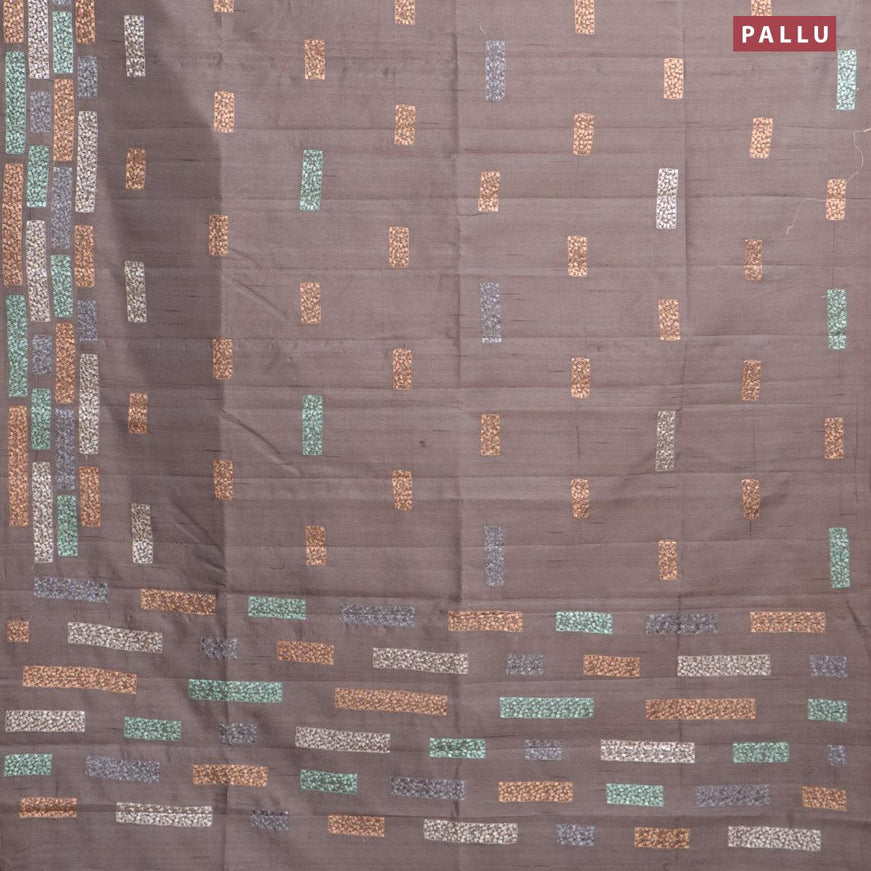 Semi raw silk saree grey with embroidery work buttas and embroidery work border - {{ collection.title }} by Prashanti Sarees