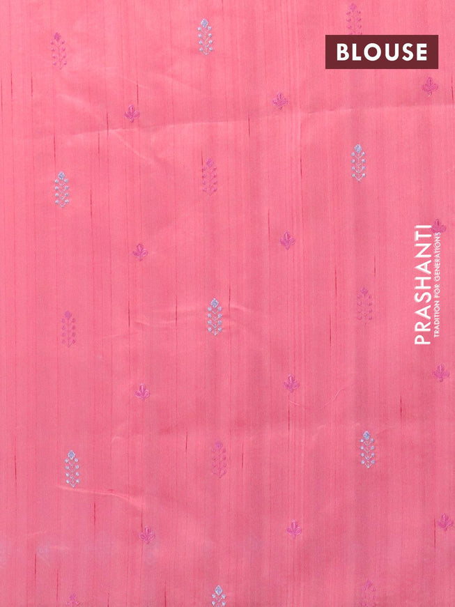 Semi raw silk saree pink with embroidery work buttas and embroidery work border - {{ collection.title }} by Prashanti Sarees