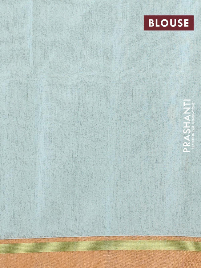 Jamdhani cotton saree sandal and pastel blue with thread woven buttas and contrast border - {{ collection.title }} by Prashanti Sarees