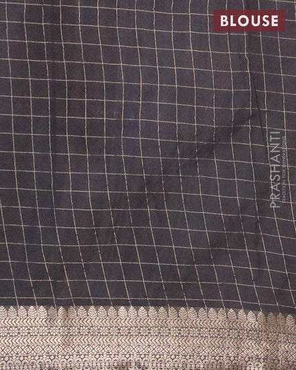 Semi chanderi saree grey and black with allover prints & zari checked pattern and zari woven border - {{ collection.title }} by Prashanti Sarees