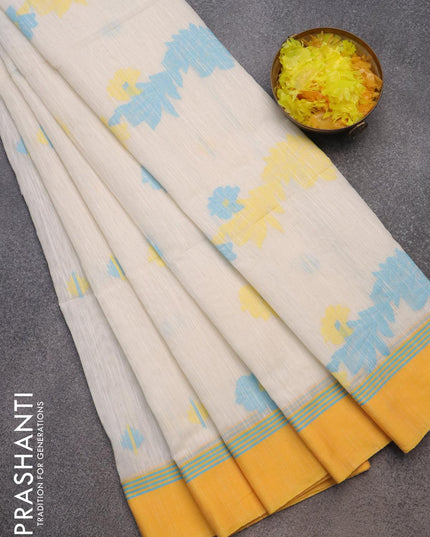 Jamdhani cotton saree off white with thread woven buttas and ganga jamuna border - {{ collection.title }} by Prashanti Sarees